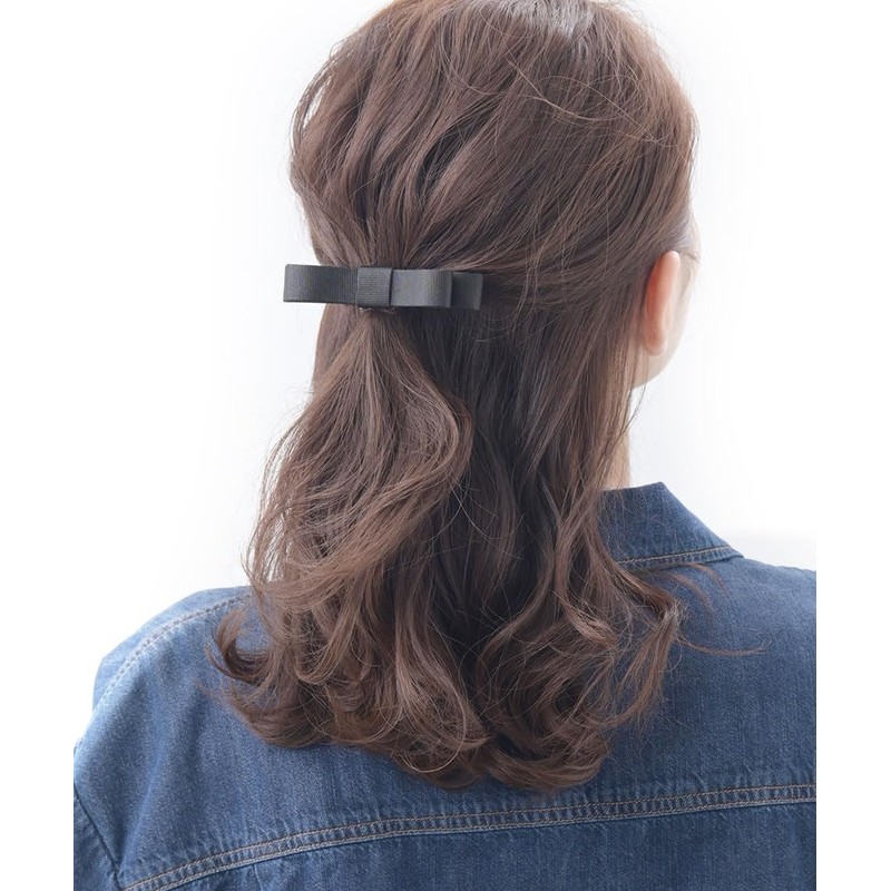 VINGTAINE Simple Grosgrain Ribbon Barrette Elegant Office Daily Hair Clip