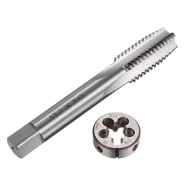 sourcing map 2pcs Tap and Die Set, 5/8-11 UNC Thread Tap & Round Die, Tapping Threading Tool Tap & Die Kit for Nut Screw Bolt Thread Repair