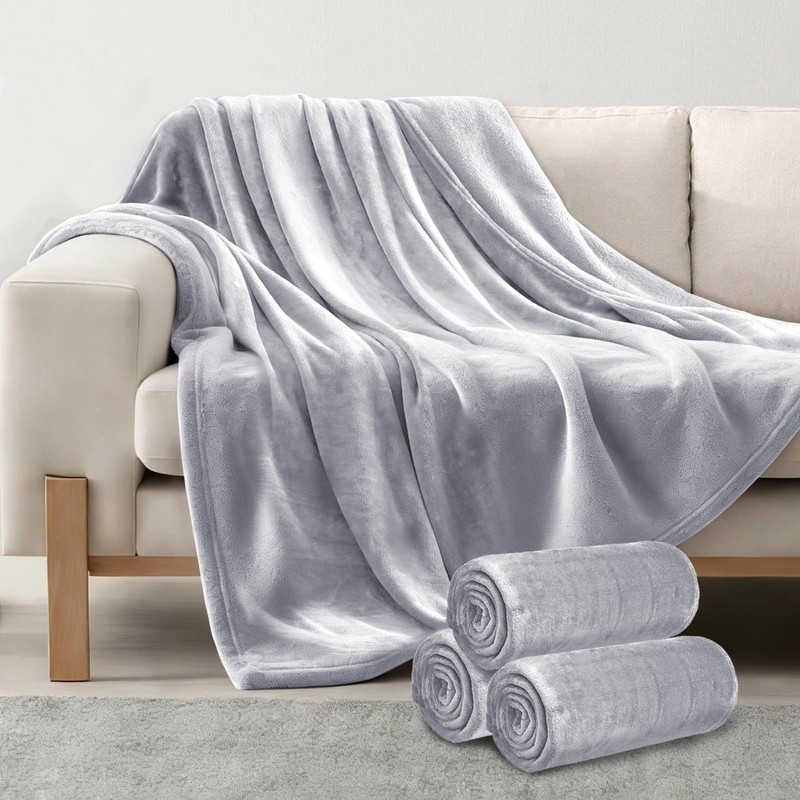 NovaSunrise 3-Pack Fleece Throw Blankets 50x60, 300GSM Soft Flannel Plush