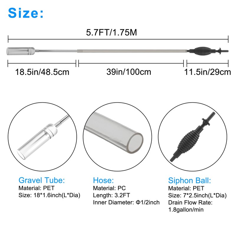 Newpol Aquarium Siphon Vacuum Cleaner for Fish Tank Cleaning Gravel