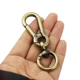 TANJUN Metal Spring Snap Hooks Clip,Car Keys Keychain, 2 Pack Heavy Duty Keychains,Trigger Spring Swivel Buckles for Bags (Bronze)