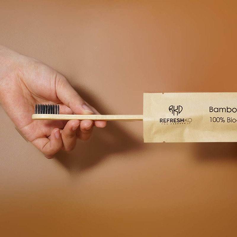 Refreshko REFRESHKO Bamboo Toothbrushes, Set of 3 or 100 Bulk