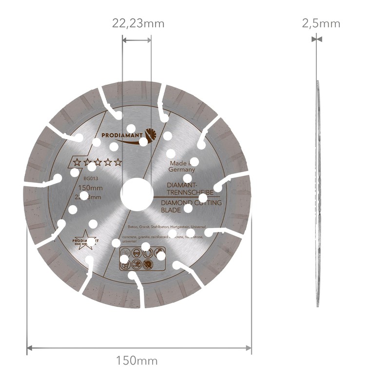 PRODIAMANT Professional Diamond Cutting Disc Concrete Granite Oxx 150 mm