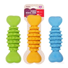 Rosewood Rubber, Tough Chew Resistant, Bone Dog Toy, Assorted Colours