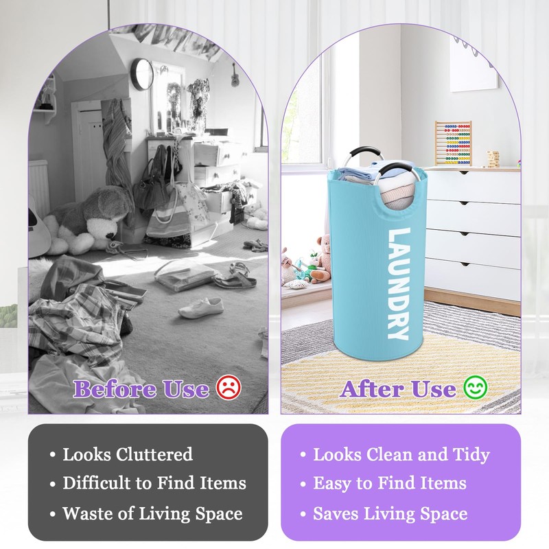 IHOMAGIC 95L Foldable Laundry Basket with Handles, Big Clothes Hamper