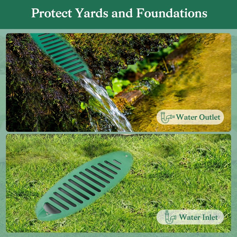 FLCODE 4 Inch Green Angled Slope Drainage Pipe,Drain Grate for