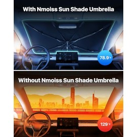 [Actualización 2024] Nmoiss Parasol para parabrisas para coche, [revestimiento de vinilo más nuevo] protege el coche de los rayos solares y los daños por calor, mantiene fresco y protege el interior,, 145-24ZYS