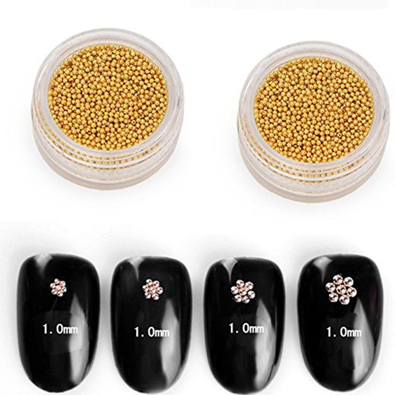 Minejin 3D Nail Art Gold Steel Ball Mini Beads Women