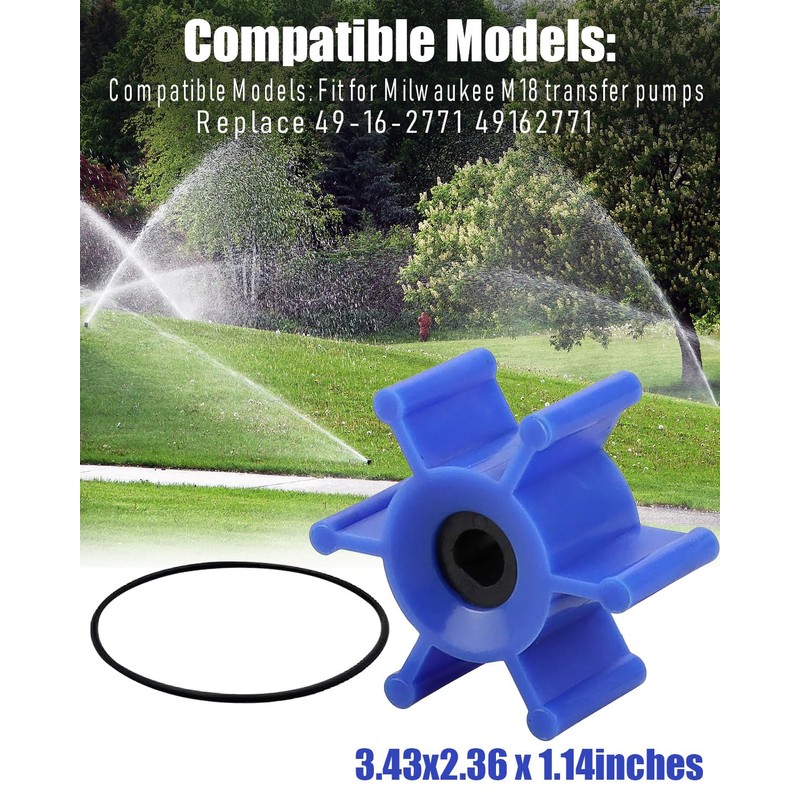 Impeller & O-Ring Kit Compatible with Milwaukee M18 Transfer Pump,
