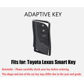 HIBEYO Leather Key Fob Cover for LEXUS ES350 ES350 F SPORT ES350 LUXURY ES300H LS350 LS500 LS500H LS500 F SPORT UX200 UX250H LC500 LC500H Car Key Case Keychains Accessories-White