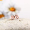 Solid 14k Rose Gold Morganite Fleur-de-lis Stud Earrings (6x4mm Oval)