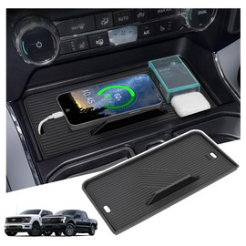 Sinminou Center Console Organizer Compatible with 2021-2025 Ford F150/2022-2024 Ford F150 Lightning XLT Accessories, Hidden Panel Secret Pocket Lid with USB Port（Fits Front Shifter Open Pocket）