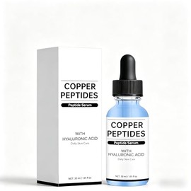 Suero de péptidos cobre con ácido hialurónico, facial ligero for rutina diaria cuidado la piel, frasco cuentagotas, rostro y cuello, 30 ml/1,01 fl oz