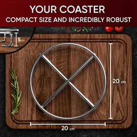 GUSSKÖNIG Stainless Steel Trivet 20 x 20 cm - Shelf for Dutch Oven and Cookware - Stable Surface on Coals or Other Heat Sources up to 600°