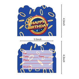 HJFZLY 20 Pcs Blue Hedgehog Party Invitation Cards, Cartoon Birthday Party Supplies