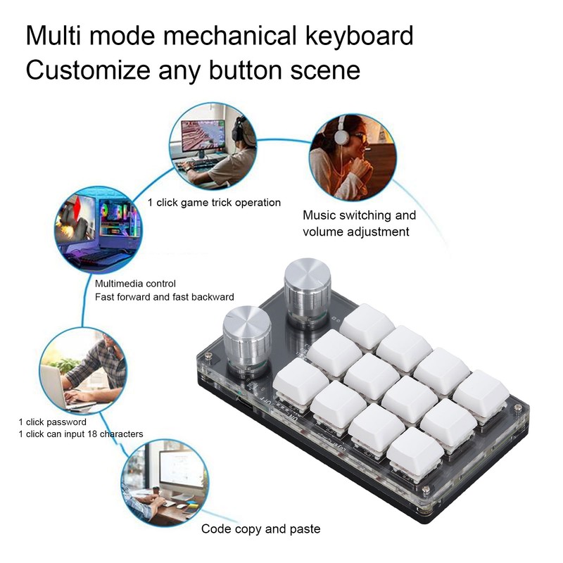 12 Key Knob Keyboard Programmable USB Dustproof Red Switch Mechanical