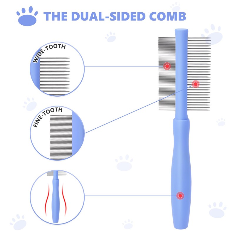 Myselect Dematting Comb for Doodles & Poodles, Dual-Sided Comb Tool