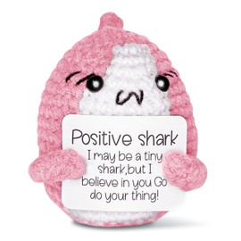 Pickle Buddies Positive Pink Shark - Positive Crochet Animals Emotional Support Plush Crochet Plushies Emotional Support Crochet Gift Crochet Positive Shark Pink