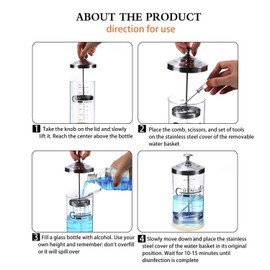 Gusnilo Barbicide Jar 30 Oz with Stainless Steel Tray, Barber Sanitizing Jar, Salon Disinfectant Jar for Nail Tools, Hair Salon,Spa