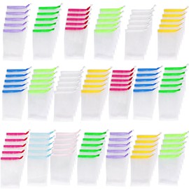 INVODA 100PCS Soap Net Bag 100 Pieces Double Layer Drawstring Soap Mesh Soft Bath Soap Handmade Soap Net for Facial Body Exfoliation Cleaning Tool (Random Color)