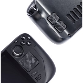 Touchpad Protector steam deck，Touch Pads and Back Buttons Protective skin texture sticker for steam deck touch Trackpads，High end textured grip skin Luck&Link (Trackpads+4 keys, Forged carbon fiber-black)