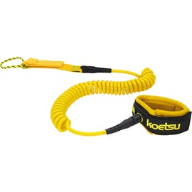 KOETSU Premium Paddle Board Leash & Kayak Paddle Leash - 10ft SUP Ankle Safety Rope, 7mm Thick Surfboard Leash for Longboard, Stand Up Paddle Board Accessories, SUP Replacement Leg Rope(Yellow)