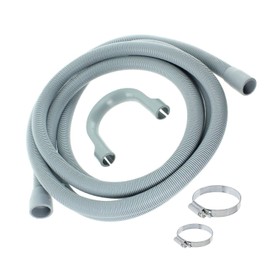 SPARES2GO Drain Outlet Hose & Clip Kit for Lamona Dishwasher (2.5M, 30mm / 22mm)