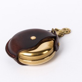 Cramp Portable Ashtray, Butt Holder, Leather, Brass, Stylish, Men's Key Holder, Leather Multi Case, Present, Clamp, Brown