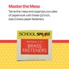 School Smart Prong Fasteners, 1/2 Inches, Size 2, Brass Plated,