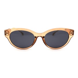 SA106 Womens Oval Round Horn Rim Thick Plastic Mod Sunglasses Light Brown Black