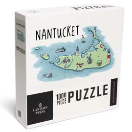 Lantern Press 1000 Piece Jigsaw Puzzle, Nantucket Island, Line Drawing