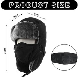 MOAZIFI Men's Winter Hat, Russian Hat, Ushanka, Russian Hat, Hat with Ear Flaps, Aviator Hat Men, Fur Hat Men, Russian Hat Men, black