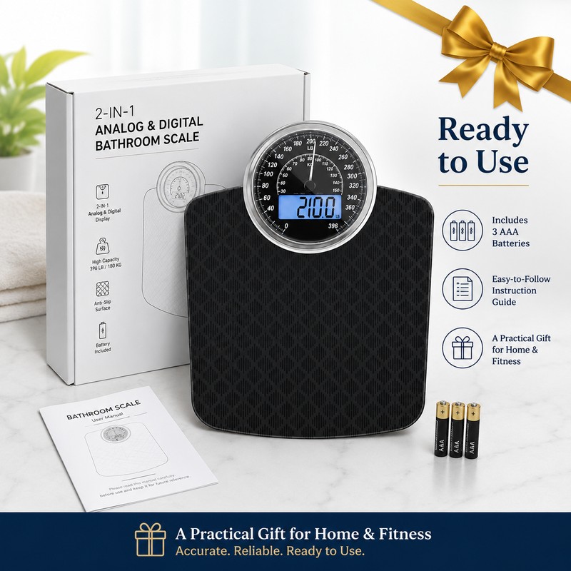 2-in-1 Analog & Digital Bathroom Scale – 400 lb Capacity