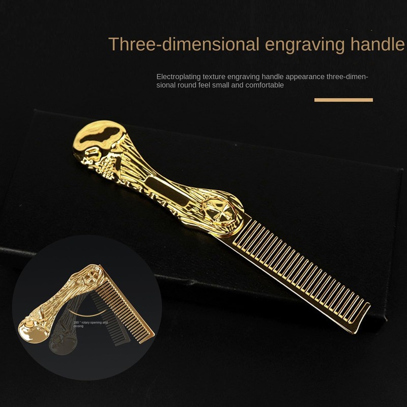Mini Hair Beard Mustache Comb Brush Combs Metal Travel Folding