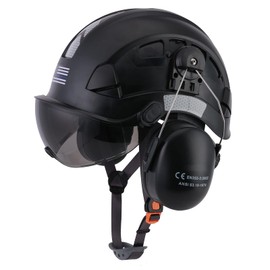 LOHASTAR Safety Hard Hat with Visor and Hearing Protection Vented ANSI Z89.1 Approved Work Helmet for Forestry Chainsaw Arborist Logging