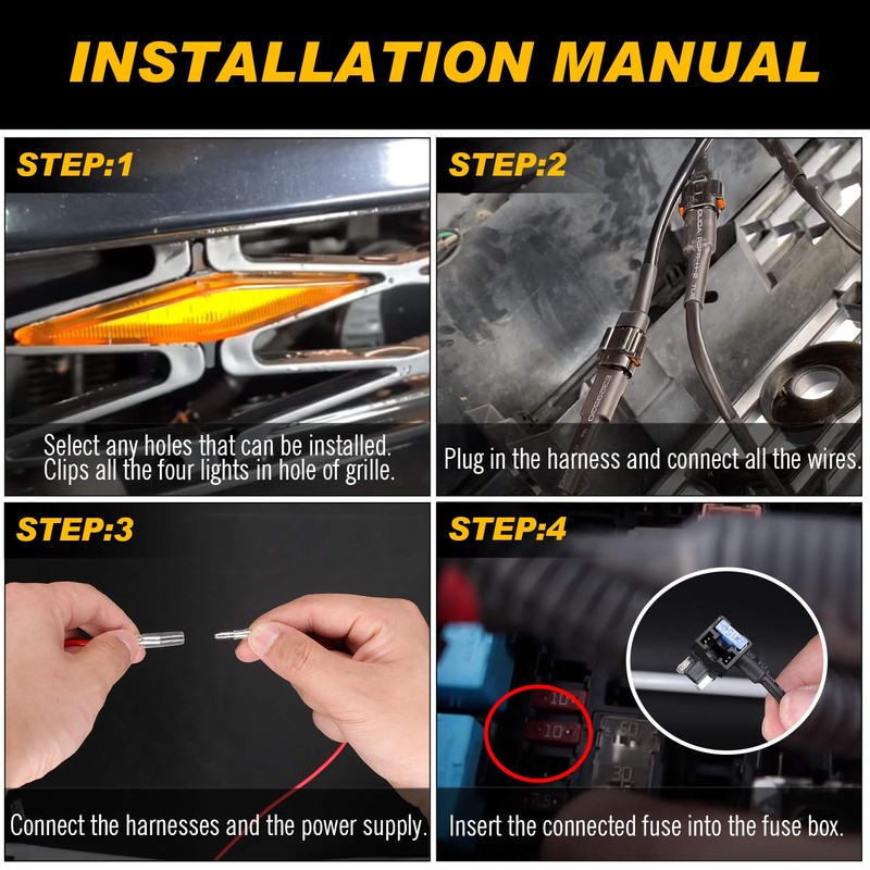 SEVEN SPARTA 4 PCS Grill Led Lights Compatible with Toyota