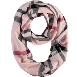 FRAAS Loop Scarf 60 x 78 cm - Made in Germany - Checked Tube Scarf for Women - Polyacrylic, pale rose