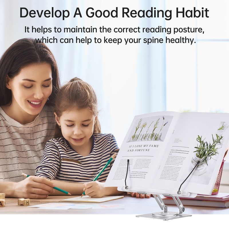 Desktop Book Stand for Reading with 360° Rotating Base &