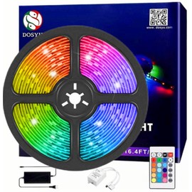 DOSYU Luces LED 16.4 FT/ 5M, Tira LED RGB con Control Remoto, Luces LED para Cuarto TV Dormitorio, Fiesta, Decoración Navideña, Decoración DIY