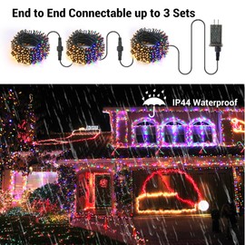 Brizled Christmas Tree Lights, 115ft 300 LED Color Changing Christmas Lights with Remote, 11 Modes Warm White & Multicolor Christmas String Lights Connectable 24V Xmas Lights Green Wire for Xmas Home