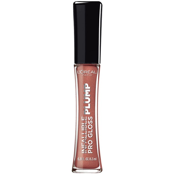 L'Oreal Paris Infallible Pro Gloss Plump Lip Gloss with Hyaluronic Acid, Long Lasting Plumping Shine, Lips Look Instantly Fuller and More Plump, Nude Twinkle, 0.21 fl. oz.