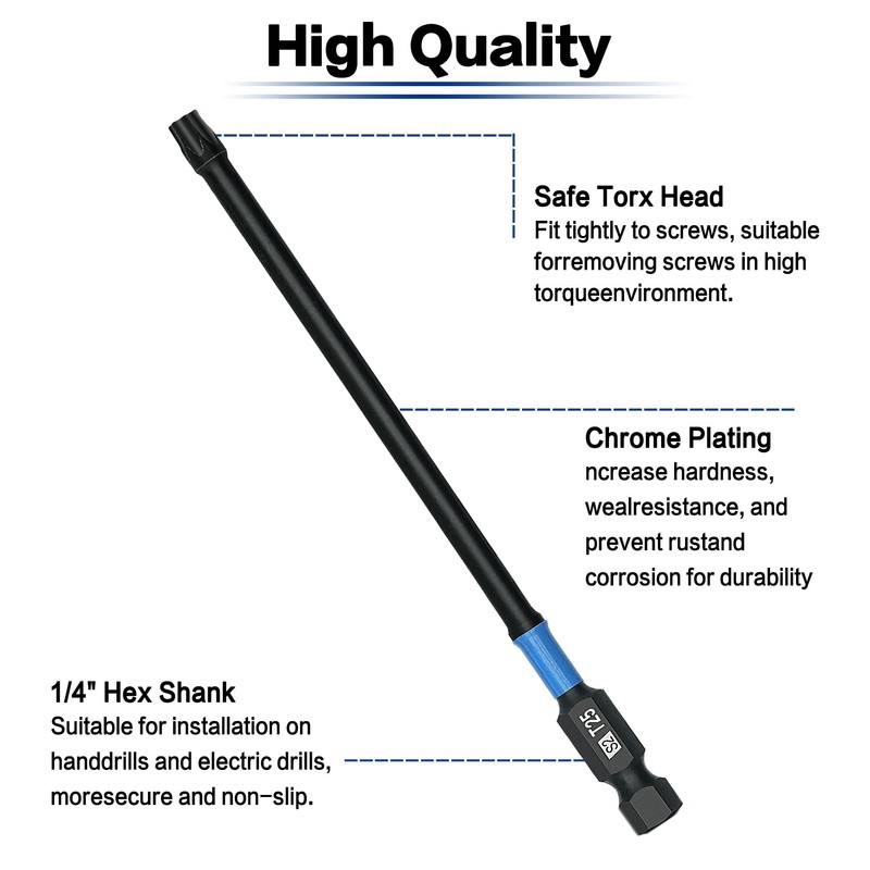 AXELORD 10-Piece Magnetic Torx Screwdriver Bit,1/4 "Hex Shank TT25 S2