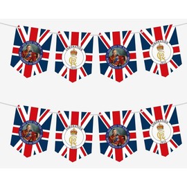 Coronation Bunting King Charles III Flag Banner for Home or Street Party Decorations 8 Flags (Design 3)