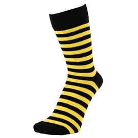 ZAKIRA Finest Combed Cotton Striped Dress Socks for Men, Women - 5 Pack, 6-9 (US), Yellow/Black