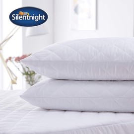 Silentnight Supersoft Quilted Waterproof Pillow Protector, Microfibre, White, Pack of 2