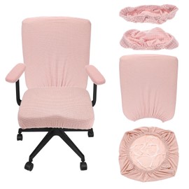 sourcing map Office Chair Covers, Stretchable Rotating Chair Slipcover Desk Computer Backrest Armrest Seat Cover for Office Home, 38-48cm Medium Seat Slipcover, Pink