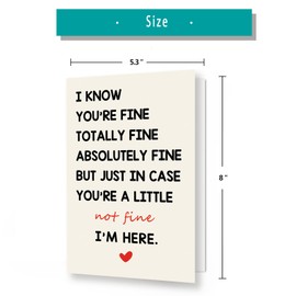 Funny Encouragement Cards for Women Men, Sweet Thinking of You Card for Him Her, Get Well Soon Card, Positive Card, You’re Totally Fine I’m Here for You Card