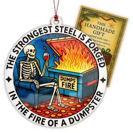 Dumpster Fire Ornament, Funny Holiday Decoration, Hanging Ornament, Skull Dumpster Fire Christmas Ornament Gifts for Men and Women, Unique New Year Decor, Christmas Tree Ornaments, Appropriate Gifts