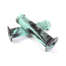 KHE Acme 2-Tone BMX Grips 130 mm with Flange Black Mint Green Turquoise Slats MTB Scooter Pair