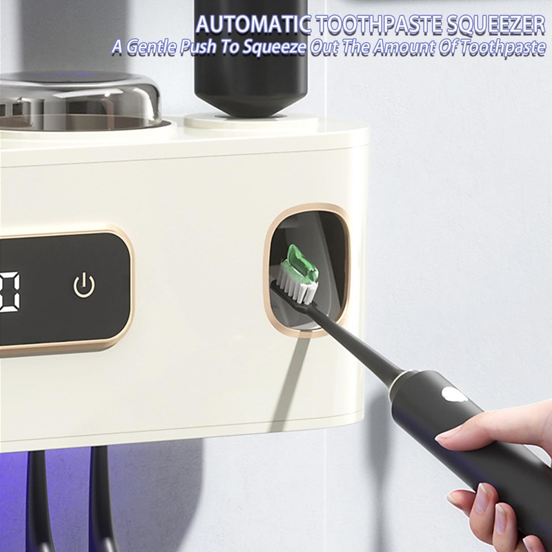 Toothbrush Holders for Bathrooms, Wekity Automatic Toothpaste Dispenser Space Saving